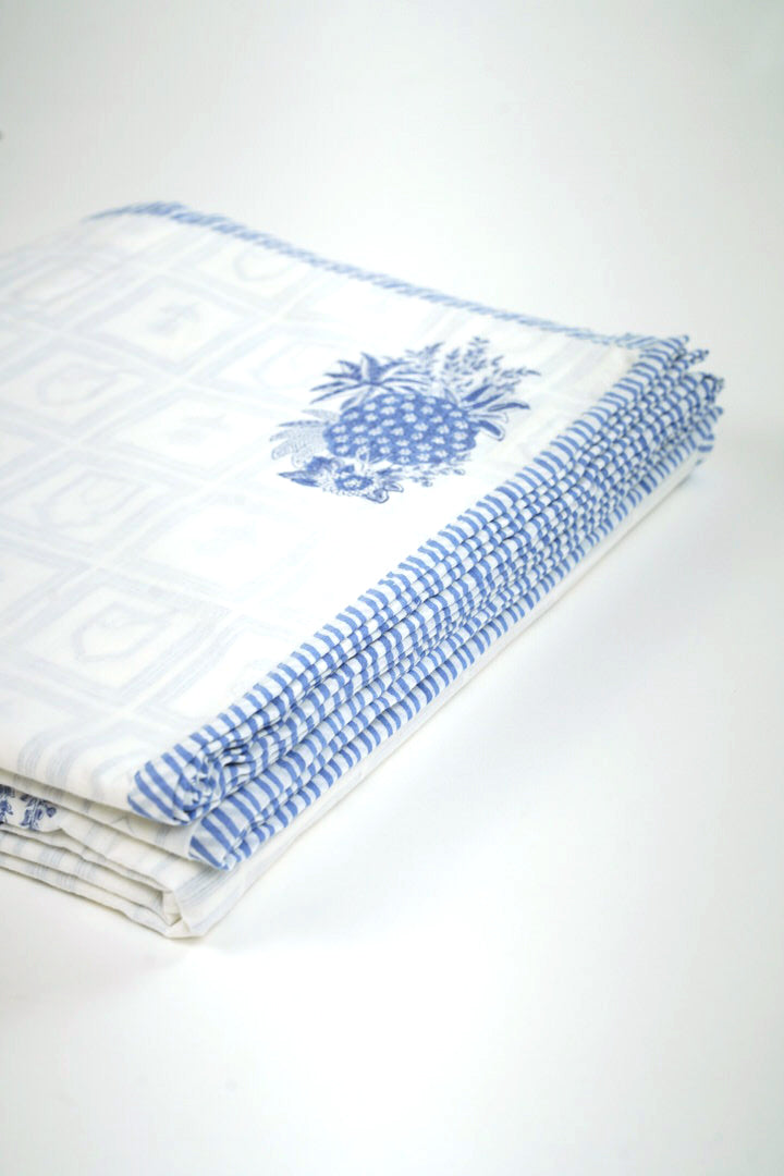 Cotton Hand Block Printed Dohar - White