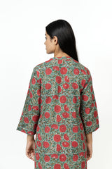 Cotton Hand Block Printed Dress - Green