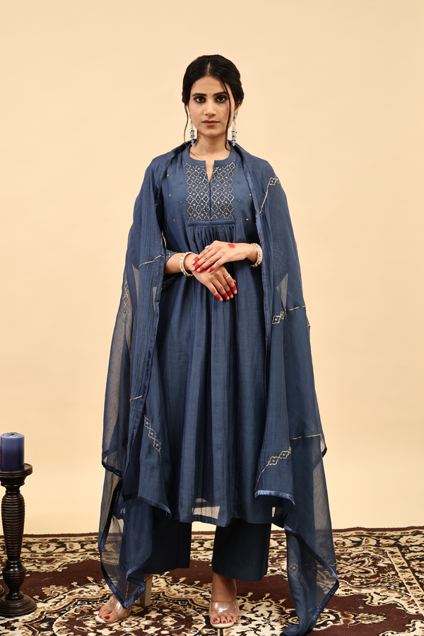 Chanderi Dupatta - Blue