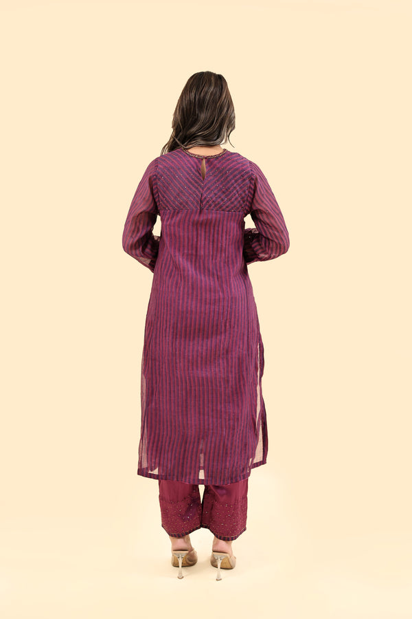 Chanderi Hand Block Printed Kurta - Purple