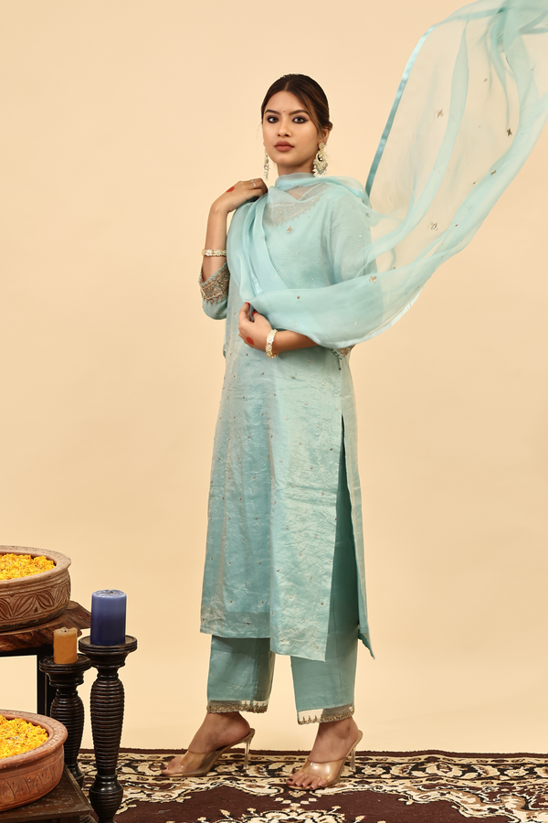 Organza Dupatta - Blue