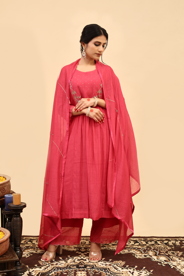 Chanderi Dupatta - Pink