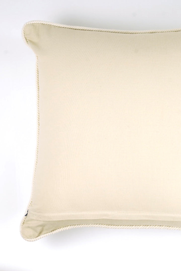 Cotton Chenille Embroidered Cushion - Beige