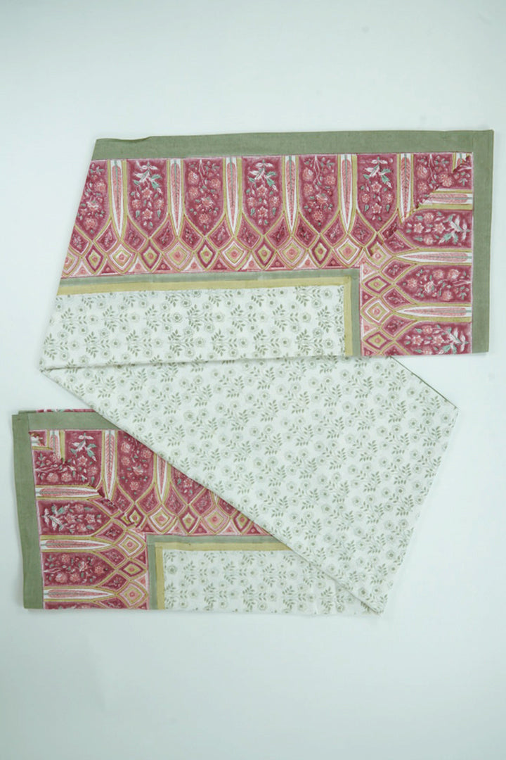 Cotton Hand Block Printed Badsheet - White