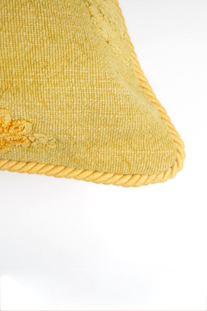 Cotton Chenille Embroidered Cushion - Mustard