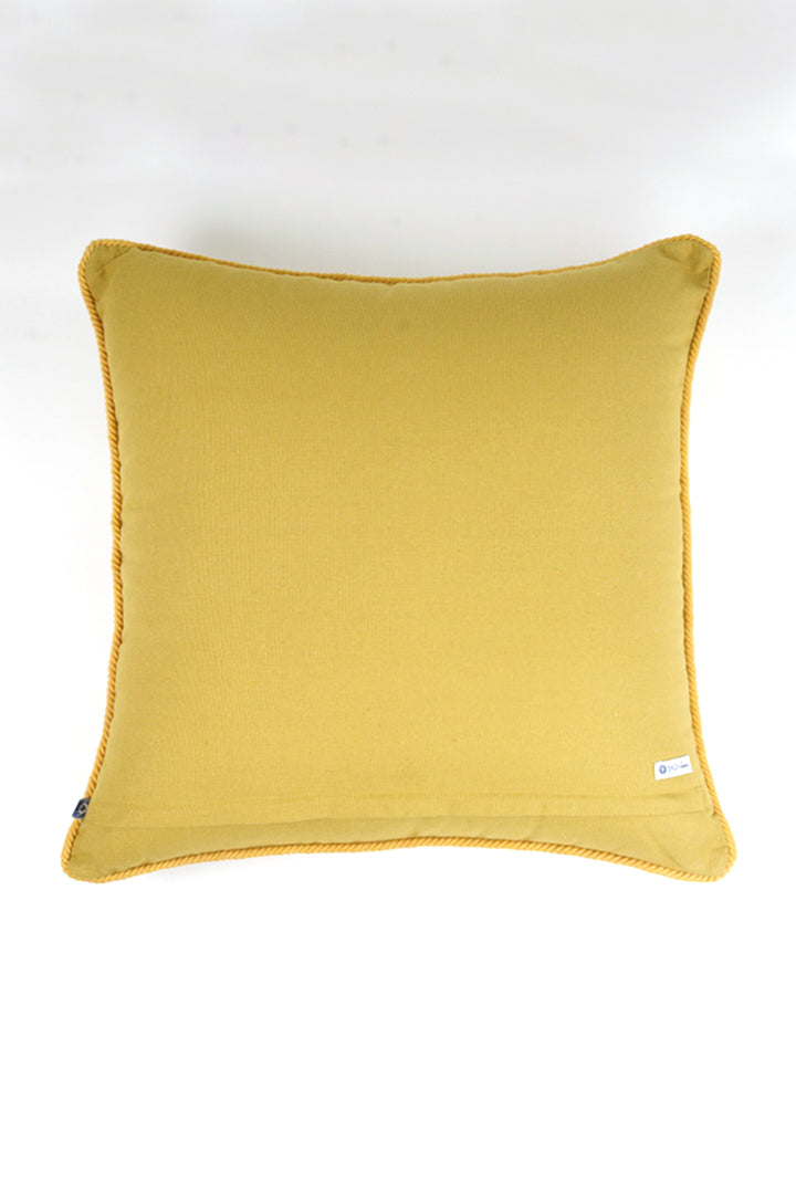 Cotton Chenille Embroidered Cushion - Mustard