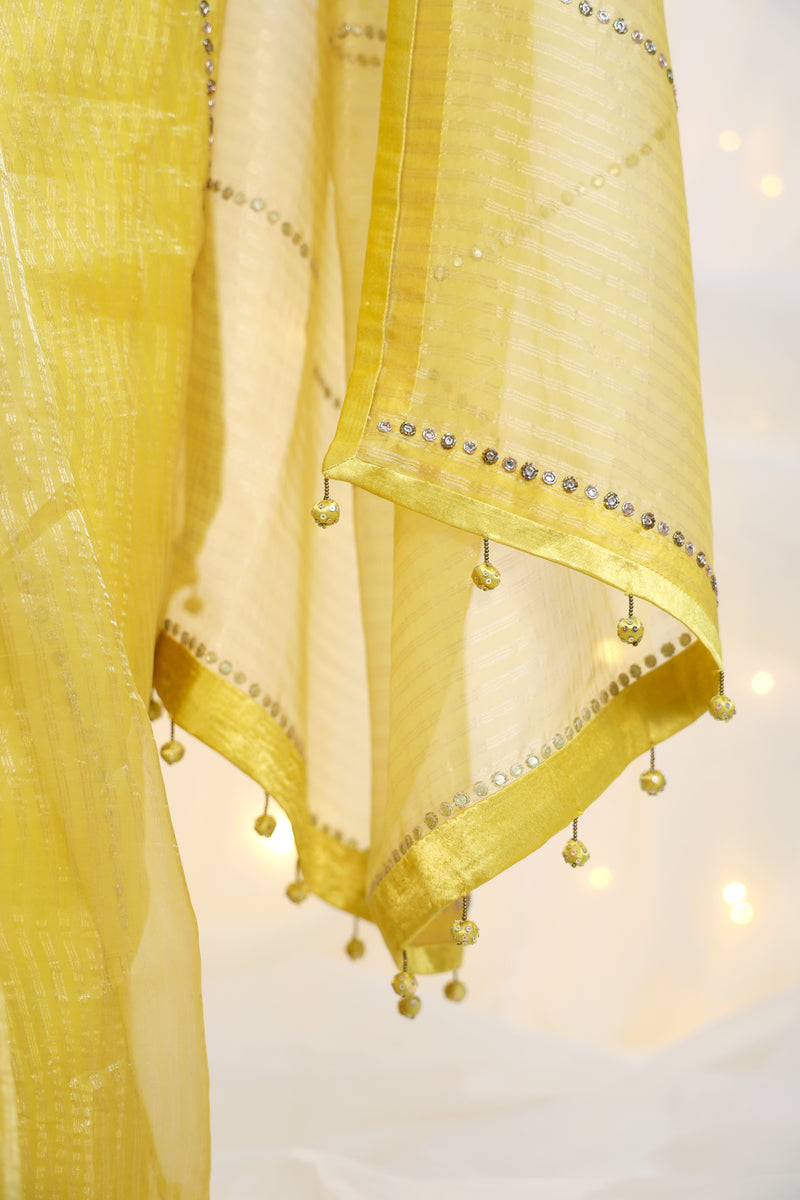 Zari Organza Saree - Sunlight Yellow