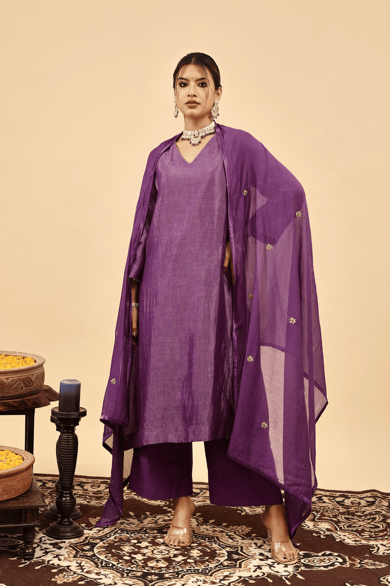 Chanderi Dupatta - Purple