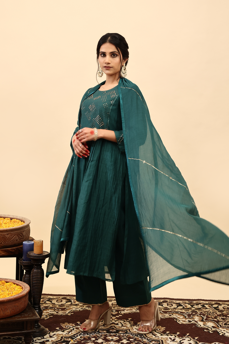 Chanderi Dupatta - Green