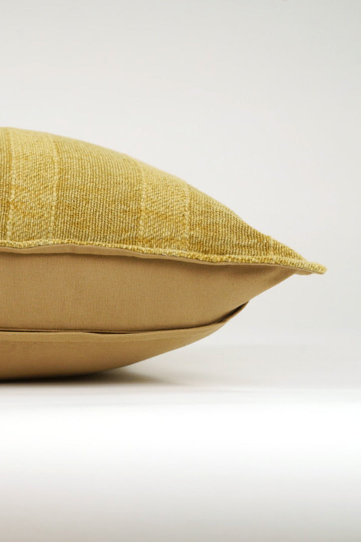 Cotton Textured stripes Cushion - Mustard