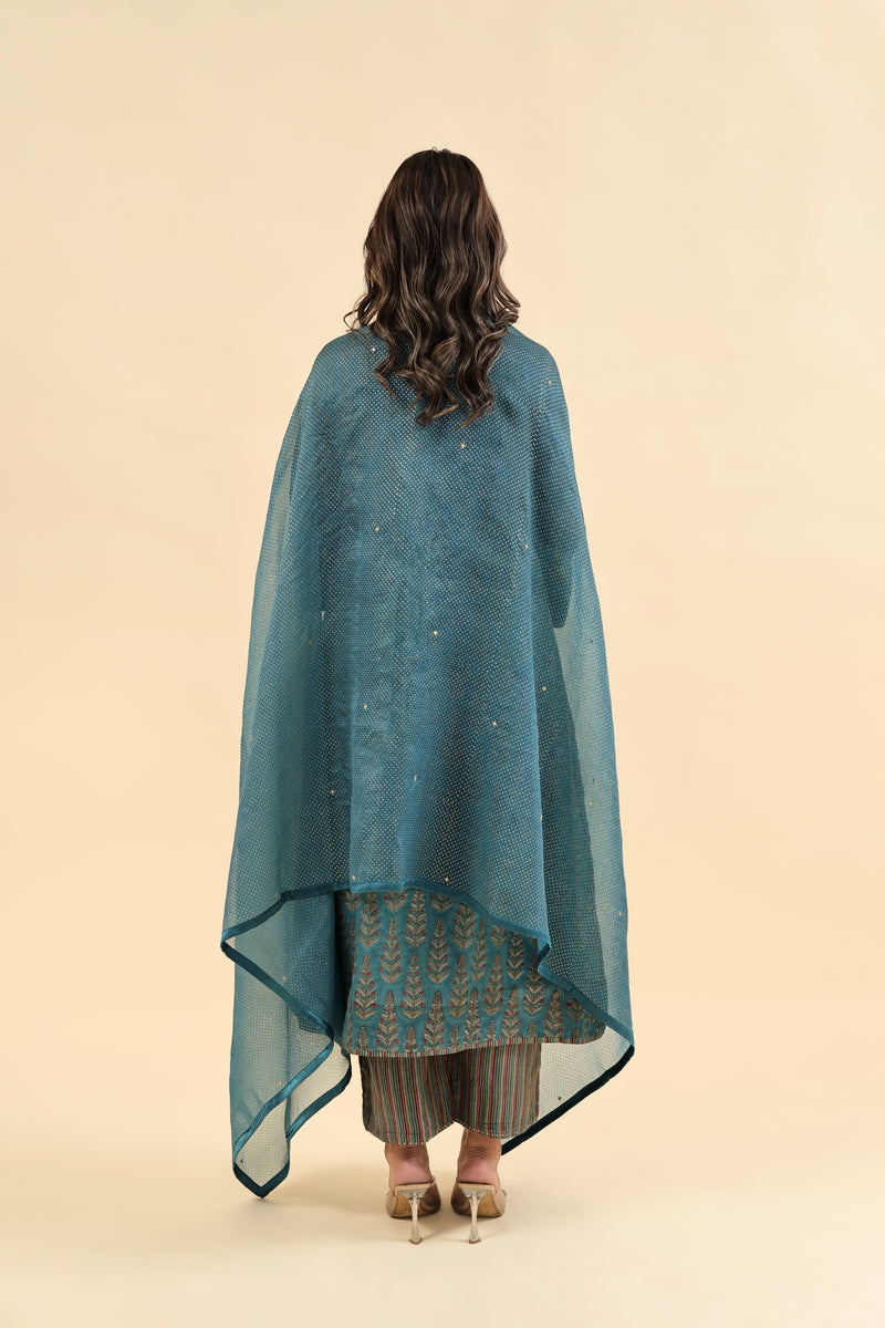 Organza Dupatta - Blue