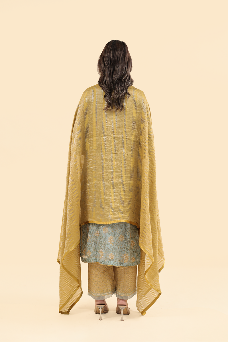 Organza Zari Dupatta - Yellow