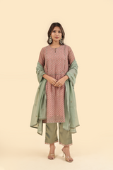 Chanderi Hand Block Printed Embroidered Kurta - Pink