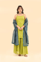 Chanderi Hand Embroidery Kurta - Green