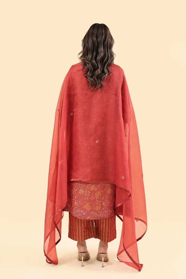 Organza Dupatta - Red