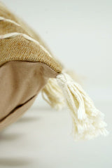 Jute Cotton Cord Embroidered Cushion - Sepia