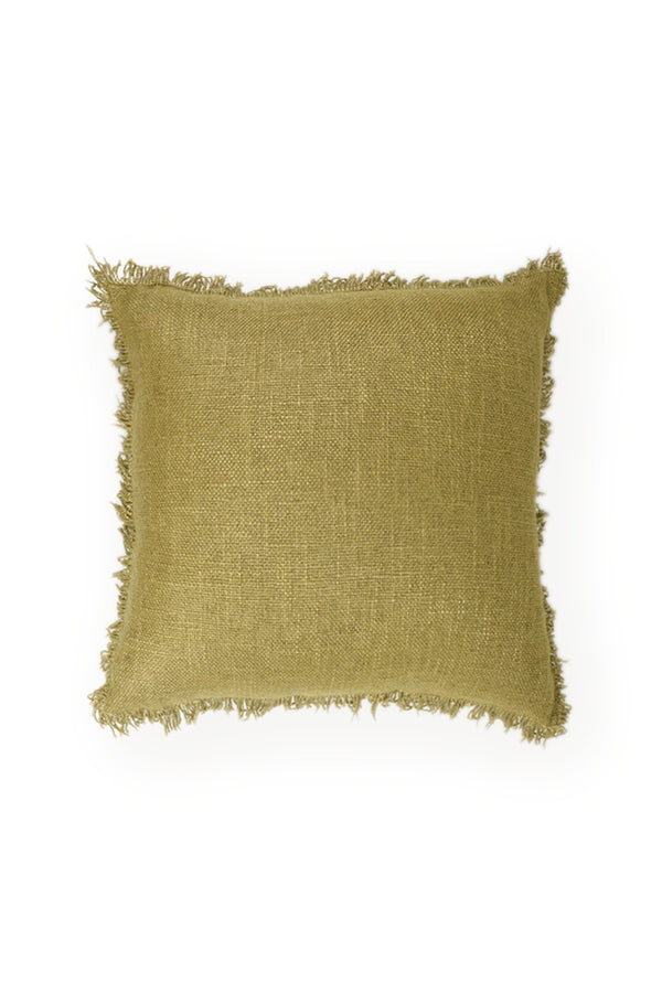 Linen Viscose Solid Cushion - Olive