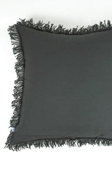 Linen Viscose Solid Cushion - Black