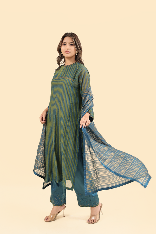 Chanderi Zari Dupatta - Blue