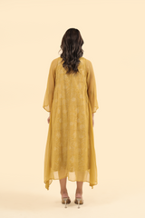 Chiffon Printed Dress - Yellow