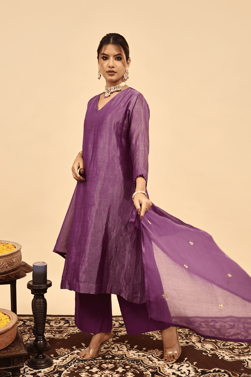 Chanderi Dupatta - Purple