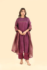 Chanderi Hand Block Printed Kurta - Purple