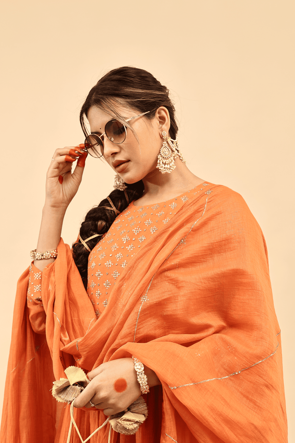 Chanderi Dupatta - Orange