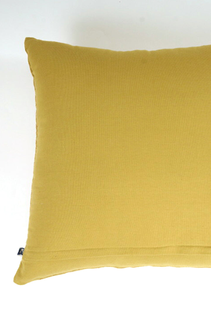 Linen Cotton Pintucked Cushion - Mustard Yellow