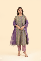 Chanderi Hand Block Printed Kurta - Purple