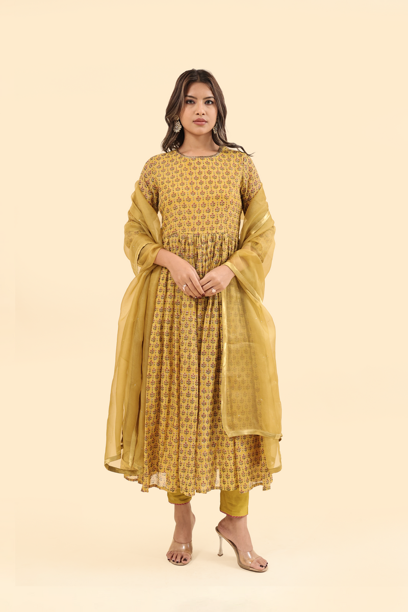 Organza Dupatta - Yellow