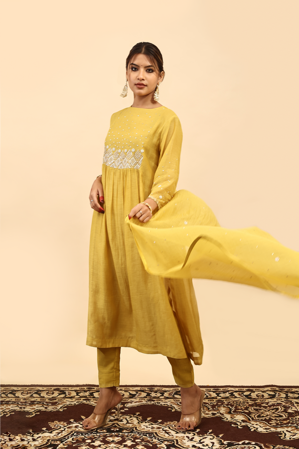 Chanderi Dupatta - Yellow