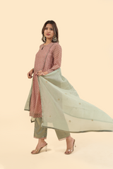 Chanderi Hand Embroidered Dupatta - Green