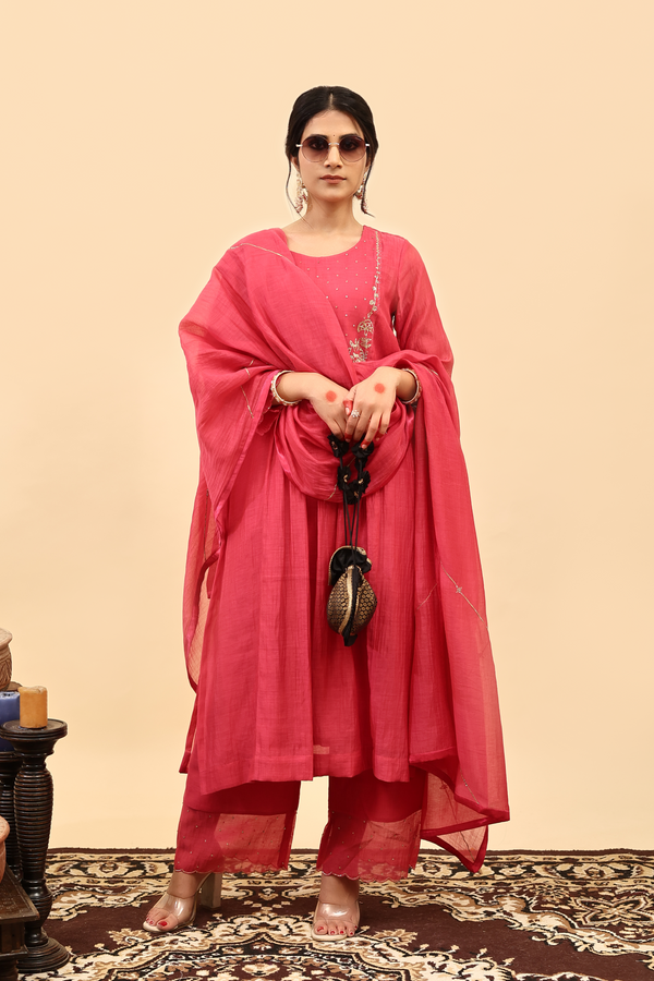 Chanderi Dupatta - Pink