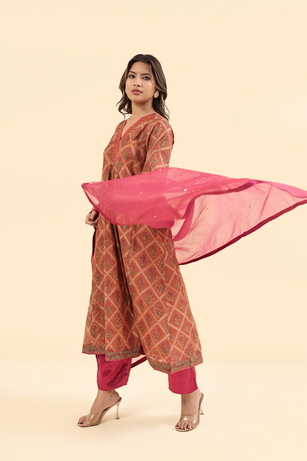 Organza Dupatta - Pink