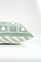 Cotton Handblock Printed Cushion - Light Green