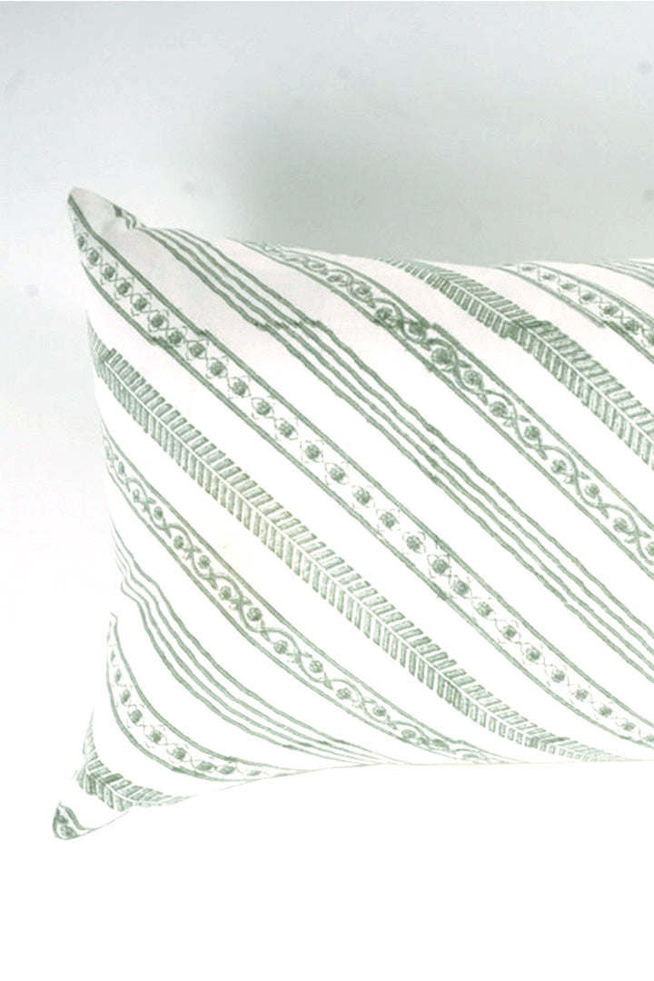 Cotton Handblock Printed Cushion - Light Green