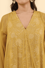 Chiffon Printed Dress - Yellow