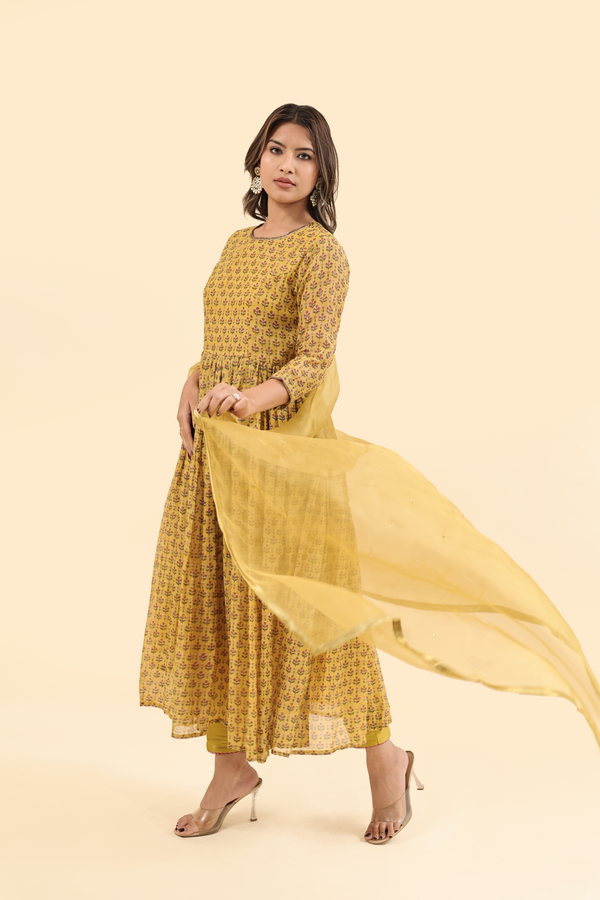 Organza Dupatta - Yellow