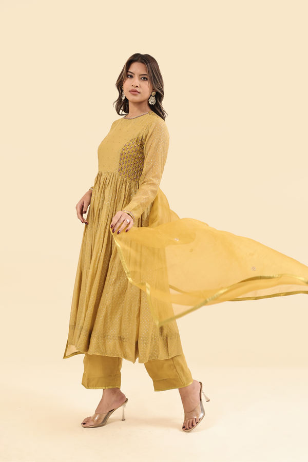 Organza Dupatta - Yellow