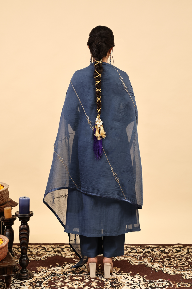 Chanderi Dupatta - Blue