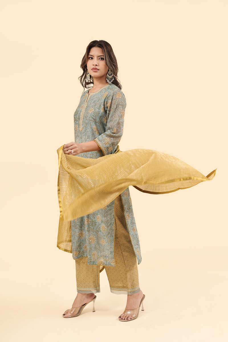 Organza Zari Dupatta - Yellow