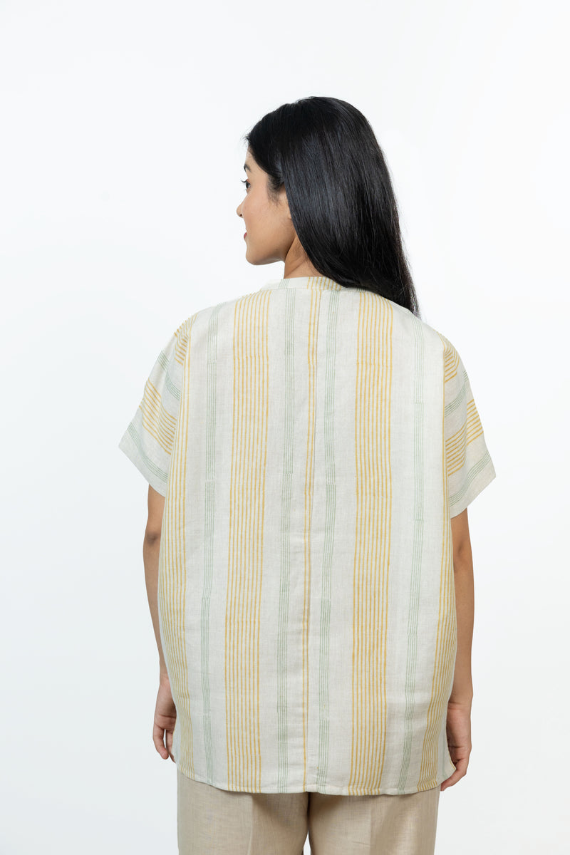 Cotton Hand Block Printed Top - Offwhite