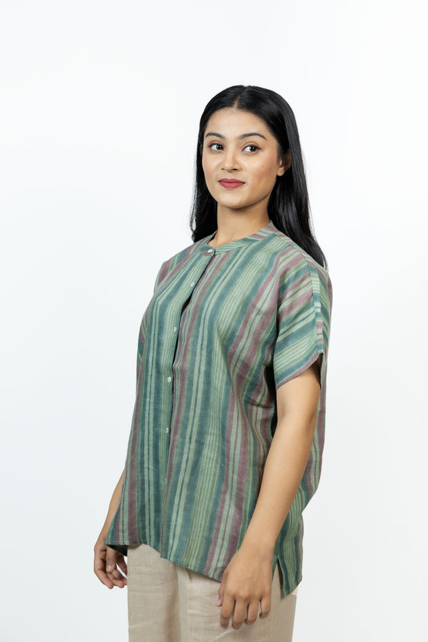 Cotton Hand Block Printed Top - Green