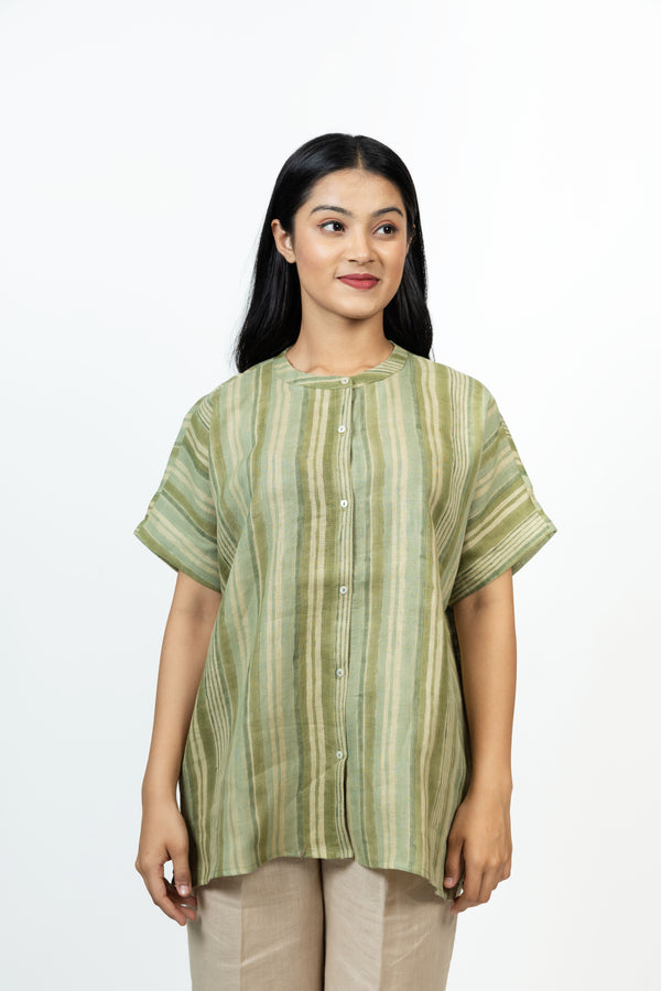 Cotton Hand Block Printed Top - Green