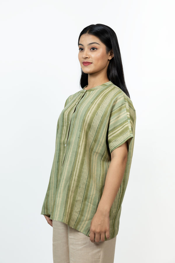 Cotton Hand Block Printed Top - Green