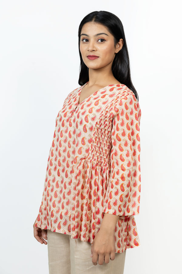 Cotton Hand Block Printed Top - Pink