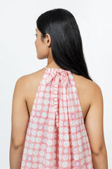 Cotton Hand Block Printed Dress - Pink