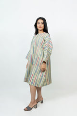 Cotton Hand Block Printed Kaftan - Offwhite