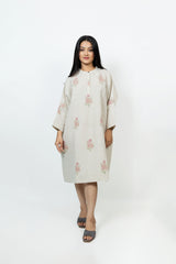 Cotton Hand Block Printed Kaftan - Offwhite