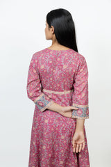 Cotton Hand Block Printed Dress - Pink